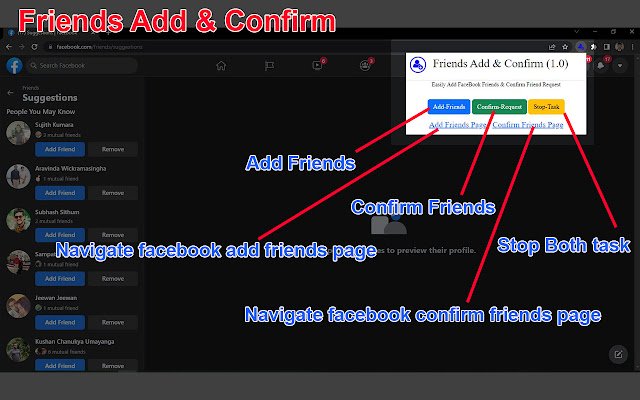 Friends Add  Confirm  from Chrome web store to be run with OffiDocs Chromium online