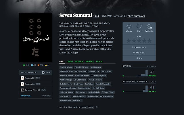 Friends Average for Letterboxd 来自 Chrome 网上商店，将与 OffiDocs Chromium 在线运行