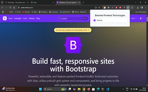 Frontend Tech Detector  from Chrome web store to be run with OffiDocs Chromium online