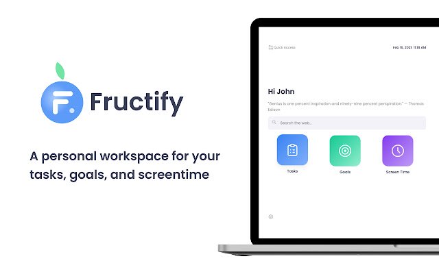 Fructify: 生産性 + Chrome Web ストアの新しいタブを OffiDocs Chromium オンラインで実行