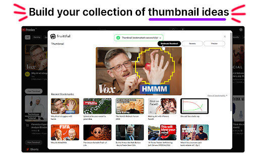 Fruittful View, Preview  Bookmark YouTube Thumbnails  from Chrome web store to be run with OffiDocs Chromium online