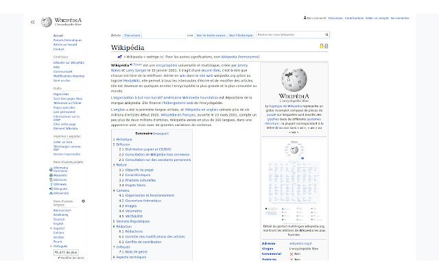 Chrome ウェブストアの全幅 Wikipedia を OffiDocs Chromium online で実行