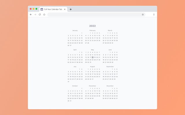 Tab Kalendar Tahun Penuh daripada kedai web Chrome untuk dijalankan dengan OffiDocs Chromium dalam talian