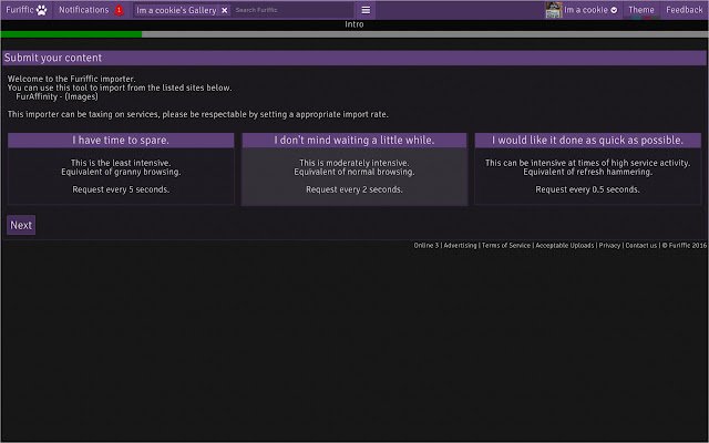 Furiffic gallery migration helper  from Chrome web store to be run with OffiDocs Chromium online