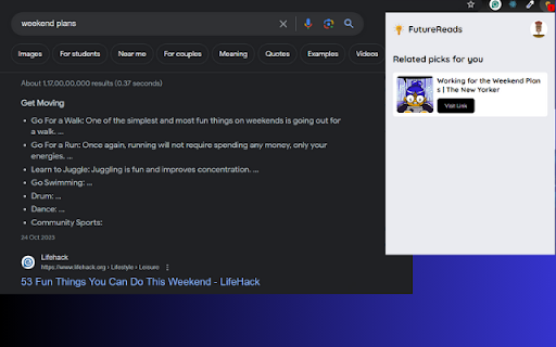 FutureReads  from Chrome web store to be run with OffiDocs Chromium online