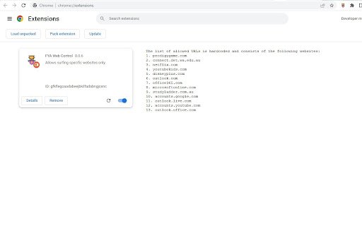 FYA Web Control  from Chrome web store to be run with OffiDocs Chromium online