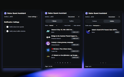 Galxe Quest Assistant  from Chrome web store to be run with OffiDocs Chromium online
