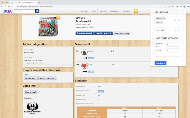 OffiDocs Chromium çevrimiçi ile çalıştırılacak Chrome web mağazasından Gamebrag BGA Uzantısı