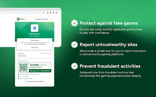 Gamecheck Protecting players from fake online casino games  from Chrome web store to be run with OffiDocs Chromium online