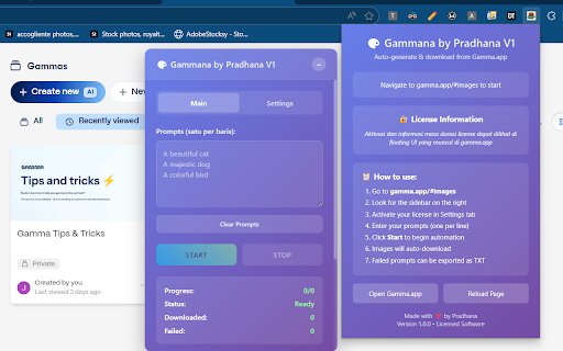 Gammana by Pradhana V1.2  from Chrome web store to be run with OffiDocs Chromium online
