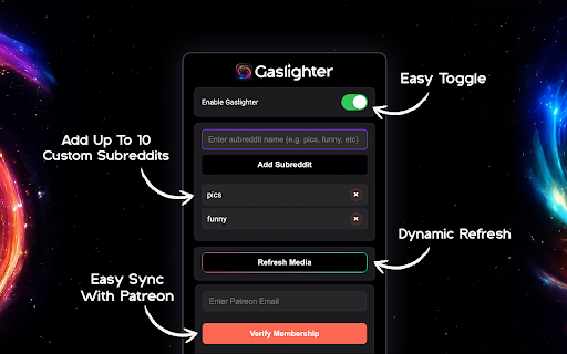 Gaslighter  from Chrome web store to be run with OffiDocs Chromium online