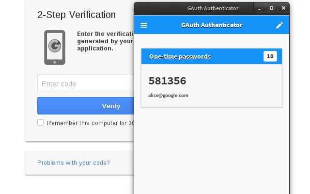 GAuth Authenticator  from Chrome web store to be run with OffiDocs Chromium online