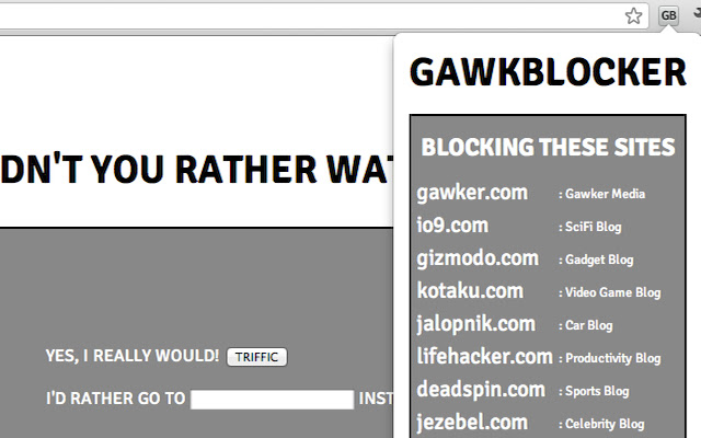 GawkBlocker mula sa Chrome web store na tatakbo sa OffiDocs Chromium online