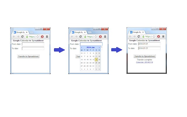 GCal จาก Chrome เว็บสโตร์ที่จะรันด้วย OffiDocs Chromium ทางออนไลน์