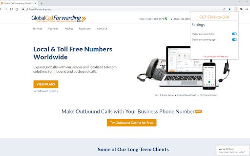 GCF Click to Dial  from Chrome web store to be run with OffiDocs Chromium online