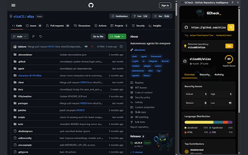 GCheck GitHub Repository Intelligence  from Chrome web store to be run with OffiDocs Chromium online
