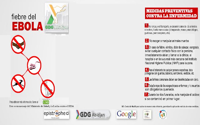 GDG Abidjan Tema de la prevención del Ebola from Chrome web store to be run with OffiDocs Chromium online GDG Abidjan Tema de la prevención del Ebola from Chrome web store to be run with OffiDocs Chromium online