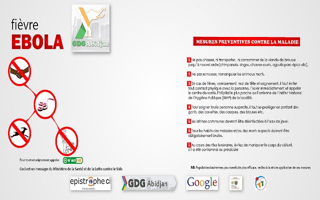 El ébola de prevención del tema GDG Abidjan de Chrome web store se ejecutará con OffiDocs Chromium en línea