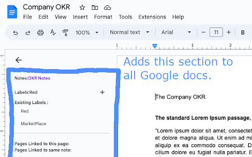 GDoc Notes  from Chrome web store to be run with OffiDocs Chromium online