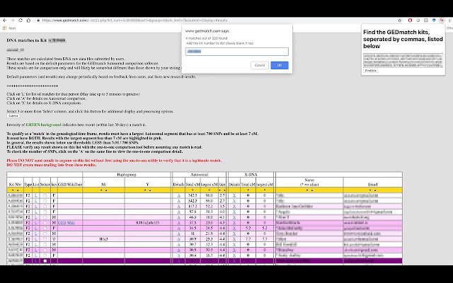 GEDmatch MultiFind Plugin  from Chrome web store to be run with OffiDocs Chromium online