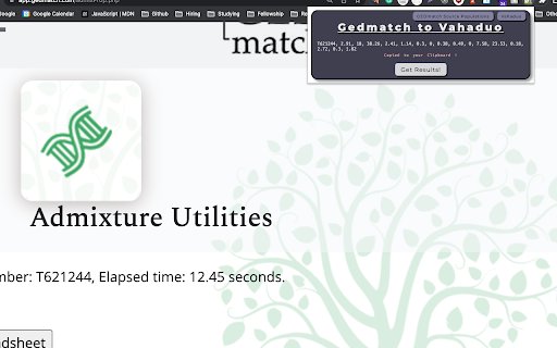 GEDmatch to Vahaduo  from Chrome web store to be run with OffiDocs Chromium online