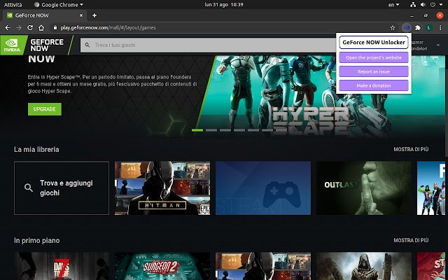 GeForce NOW Unlocker dal negozio web di Chrome da eseguire con OffiDocs Chromium online