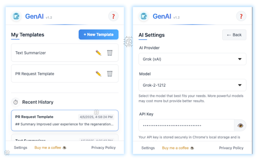 GenAI Fast content from templates  from Chrome web store to be run with OffiDocs Chromium online