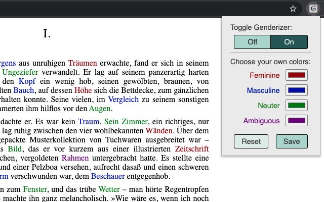 OffiDocs Chromiumオンラインで実行されるChrome WebストアのGenderizer