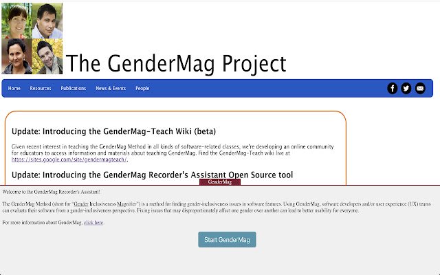 Chrome വെബ് സ്റ്റോറിൽ നിന്നുള്ള GenderMag Recorders Assistant, OffiDocs Chromium ഓൺലൈനിൽ പ്രവർത്തിക്കും