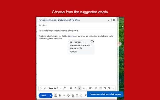 Gender sensitivity checker  from Chrome web store to be run with OffiDocs Chromium online