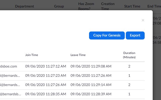 Genesis: Attendance From Zoom از فروشگاه وب کروم با OffiDocs Chromium به صورت آنلاین اجرا می شود