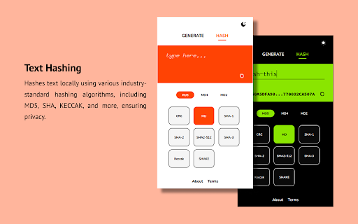 GenHash  from Chrome web store to be run with OffiDocs Chromium online