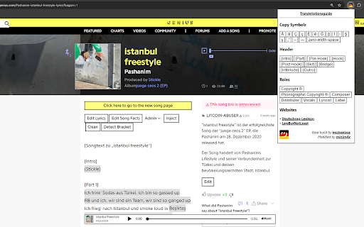 Genius Deutschland Helper  from Chrome web store to be run with OffiDocs Chromium online