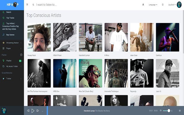 Genius Hip Hop mula sa Chrome web store na tatakbo sa OffiDocs Chromium online