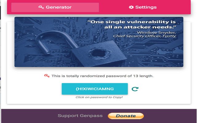 GenPass: Penjana Kata Laluan Kuat daripada kedai web Chrome untuk dijalankan dengan OffiDocs Chromium dalam talian