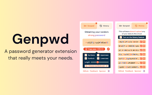 Genpwd | Strong Password Generator  from Chrome web store to be run with OffiDocs Chromium online