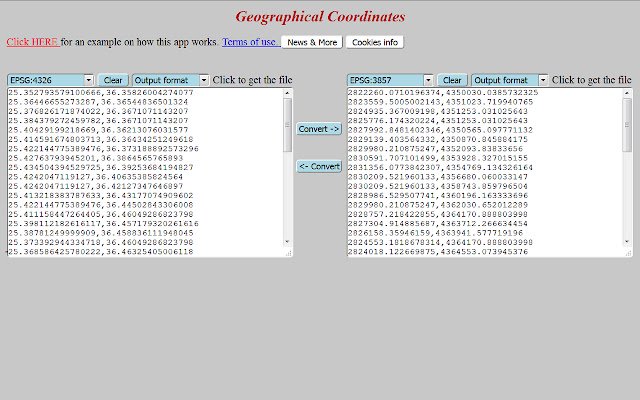 Geographical Coordinates  from Chrome web store to be run with OffiDocs Chromium online