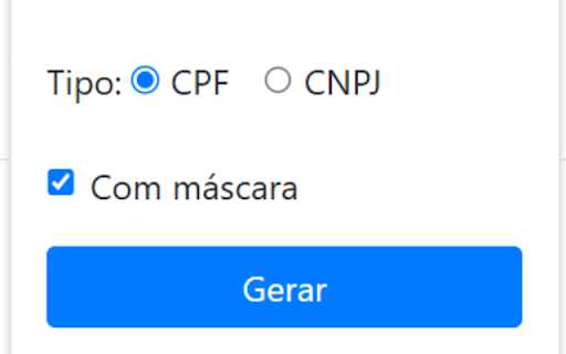 Gerador de CPF/CNPJ from Chrome web store to be run with OffiDocs Chromium online Gerador de CPF/CNPJ from Chrome web store to be run with OffiDocs Chromium online