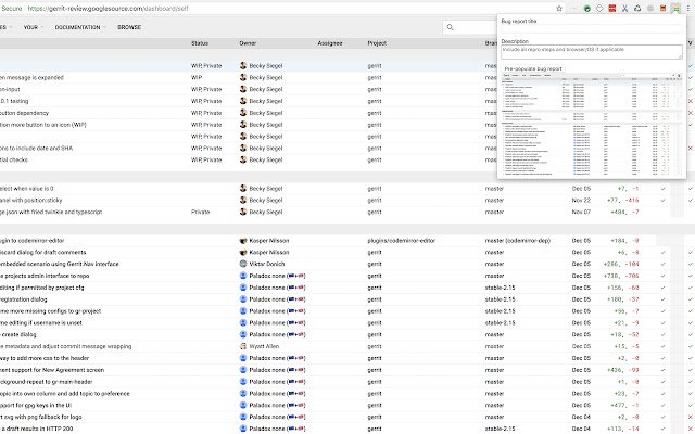 Chrome वेब स्टोर से Gerrit बग रिपोर्टर को OffiDocs क्रोमियम ऑनलाइन के साथ चलाया जाएगा
