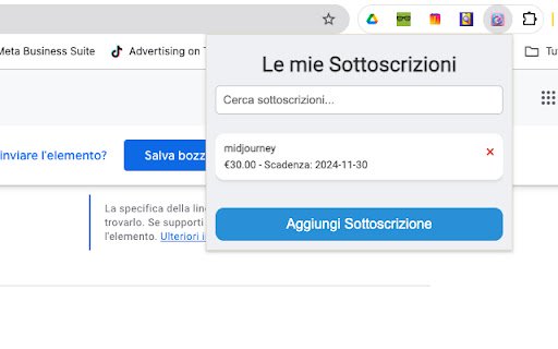 Gestore Sottoscrizioni  from Chrome web store to be run with OffiDocs Chromium online
