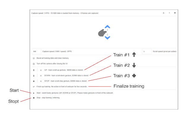 Gesture Based Scroll (Using AI)  from Chrome web store to be run with OffiDocs Chromium online