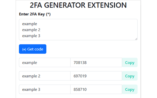 Get 2FA Extension from Chrome web store to be run with OffiDocs Chromium online Get 2FA Extension from Chrome web store to be run with OffiDocs Chromium online