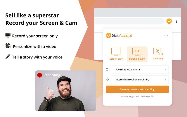 GetAccept Recorder  from Chrome web store to be run with OffiDocs Chromium online