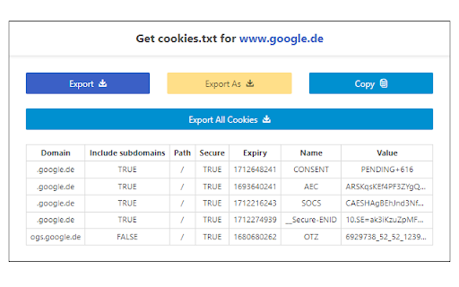 Get cookies.txt Clean  from Chrome web store to be run with OffiDocs Chromium online