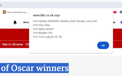 Get Font details  from Chrome web store to be run with OffiDocs Chromium online