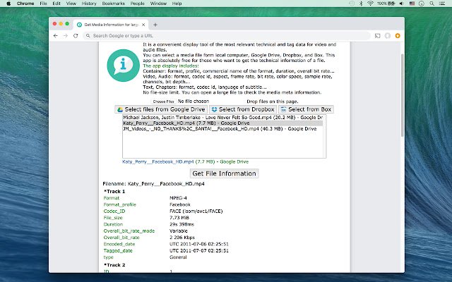 Get Media Information for large file  from Chrome web store to be run with OffiDocs Chromium online