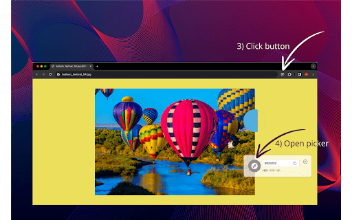 Get the color of pixels  from Chrome web store to be run with OffiDocs Chromium online