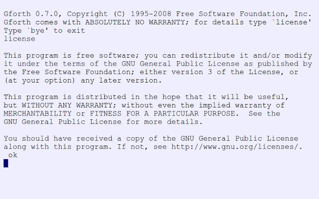 Gforth  from Chrome web store to be run with OffiDocs Chromium online