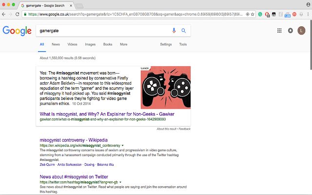 ggtomisogynist  from Chrome web store to be run with OffiDocs Chromium online