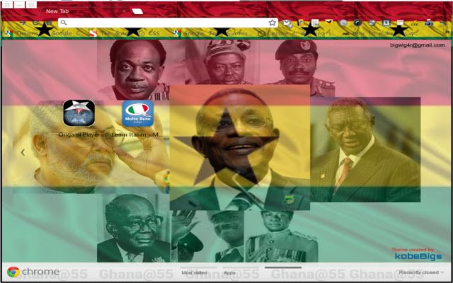 Chrome 网上商店的 Ghana@55 主题将与 OffiDocs Chromium 在线运行